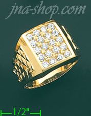 14K Gold High Polished Men's CZ Ring - Click Image to Close