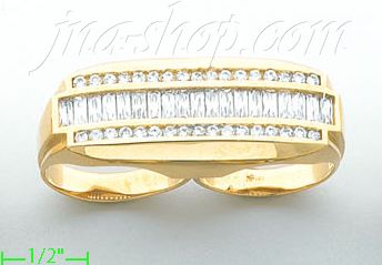 14K Gold High Polished Men's CZ Ring - Click Image to Close