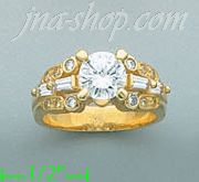 14K Gold High Polished Ladies' CZ Ring - Click Image to Close