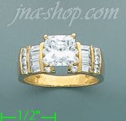 14K Gold High Polished Ladies' CZ Ring - Click Image to Close