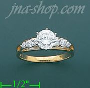 14K Gold High Polished Ladies' CZ Ring - Click Image to Close