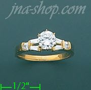 14K Gold High Polished Ladies' CZ Ring - Click Image to Close