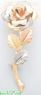 14K Gold Fancy Roses Sets Pin - Click Image to Close