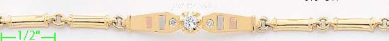 14K Gold Fancy CZ Sets Bracelet 7" - Click Image to Close