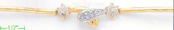 14K Gold Fancy CZ Sets Bracelet 7" - Click Image to Close