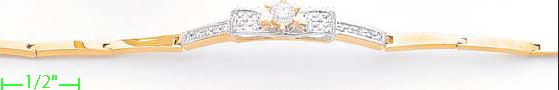 14K Gold Fancy CZ Sets Bracelet 7" - Click Image to Close