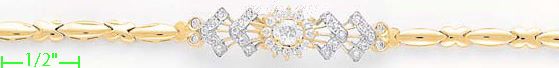 14K Gold Fancy CZ Sets Bracelet 7" - Click Image to Close