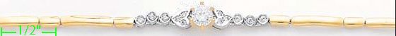 14K Gold Fancy CZ Sets Bracelet 7" - Click Image to Close