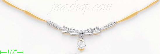 14K Gold Fancy CZ Sets Necklace 17" - Click Image to Close