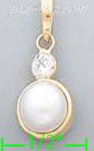 14K Gold Fancy Pearl Sets Charm Pendant - Click Image to Close