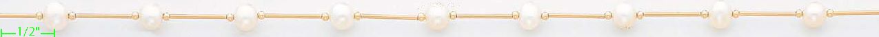 14K Gold Fancy Pearl Sets Necklace 16" - Click Image to Close