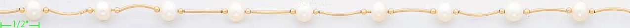 14K Gold Fancy Pearl Sets Necklace 18" - Click Image to Close