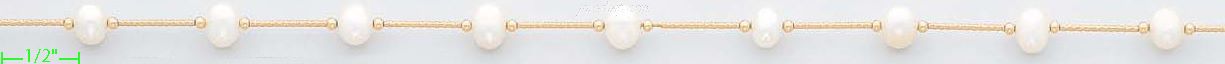 14K Gold Fancy Pearl Sets Necklace 16" - Click Image to Close