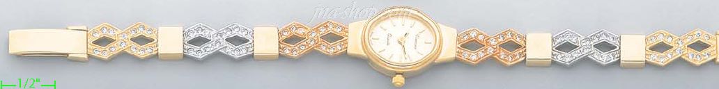 14K Gold Italian Fancy CZ Watch - Click Image to Close