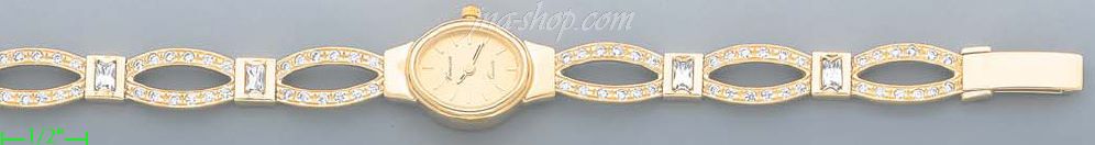 14K Gold Italian Fancy CZ Watch - Click Image to Close