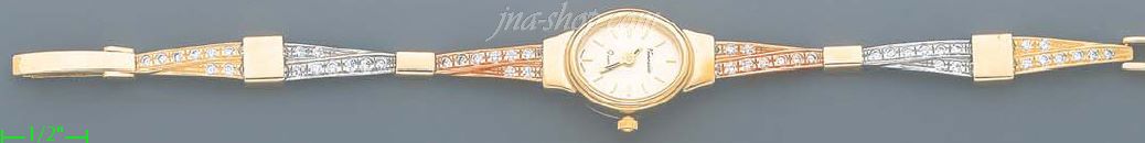 14K Gold Italian Fancy CZ Watch - Click Image to Close