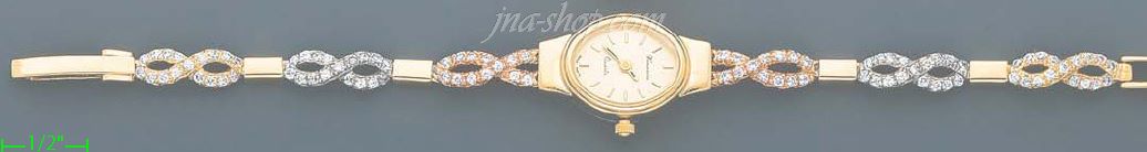 14K Gold Italian Fancy CZ Watch - Click Image to Close