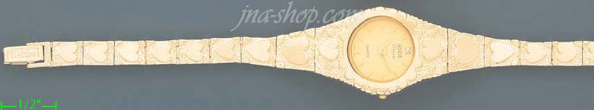 14K Gold Nugget & Filigree Watch - Click Image to Close
