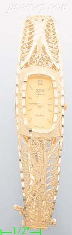 14K Gold Nugget & Filigree Watch - Click Image to Close