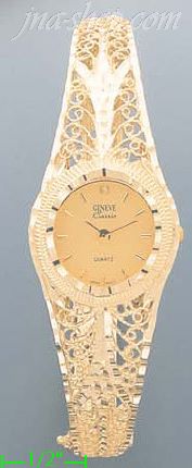 14K Gold Nugget & Filigree Watch - Click Image to Close