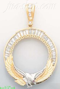 14K Gold Eagle Bezel Coin Charm Pendant