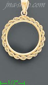 14K Gold Braided Rope Bezel Coin Charm Pendant