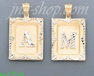 14K Gold Initial Letter Charm Pendant