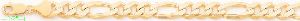 14K Gold Figaro 3+1 Yellow Pave Chain 26" 10.7mm