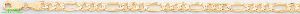 14K Gold Figaro 3+1 Yellow Pave Chain 24" 5.9mm