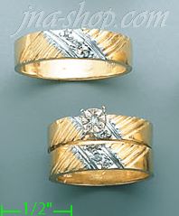 14K Gold 0.22ct Diamond Wedding Set Rings