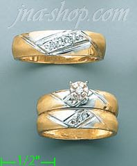 14K Gold 0.19ct Diamond Wedding Set Rings