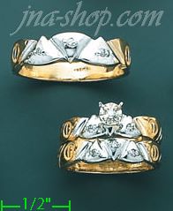 14K Gold 0.22ct Diamond Wedding Set Rings