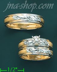 14K Gold 0.22ct Diamond Wedding Set Rings