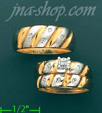 14K Gold 0.08ct Diamond Wedding Set Rings