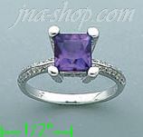 14K Gold Diamond 0.4ct / Amethyst 1.5ct Colored Stone Ring