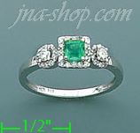 14K Gold Diamond 0.3ct / Emerald 0.3ct Colored Stone Ring