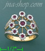 14K Gold Diamond 0.65ct / Ruby 0.35ct Colored Stone Ring