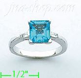 14K Gold Diamond 0.1ct / Blue Topaz 1ct Colored Stone Ring