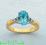 14K Gold Diamond ct / Blue Topaz 1.5ct Colored Stone Ring