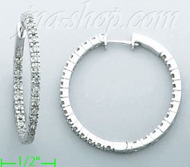 14K Gold 1.12ct Diamond Hoop Earrings