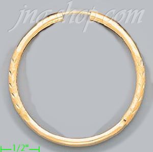 14K Gold Dia-Cut Hoop Earrings