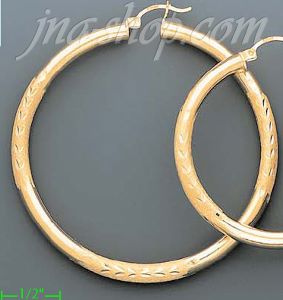 14K Gold Dia-Cut Hoop Earrings