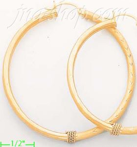 14K Gold Dia-Cut Hoop Earrings