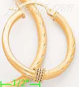 14K Gold Dia-Cut Hoop Earrings