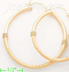 14K Gold Dia-Cut Hoop Earrings