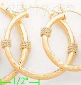 14K Gold Dia-Cut Hoop Earrings