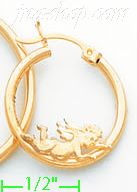 14K Gold Designed Hoop Earrings