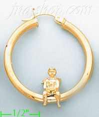 14K Gold Designed Hoop Earrings