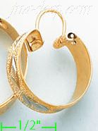 14K Gold Swiss Cut & Designed Hoop Earrings