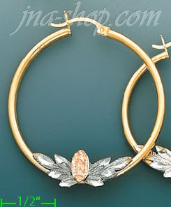 14K Gold Swiss Cut & Designed Hoop Earrings